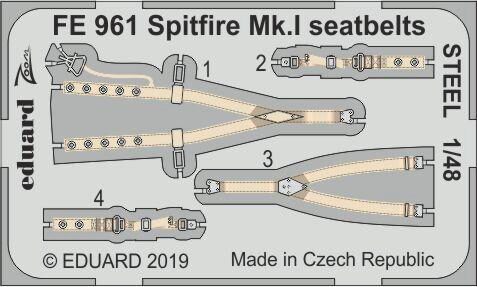 Eduard Accessories FE961 Spitfire Mk.I seatbelts STEEL f. Tamiya