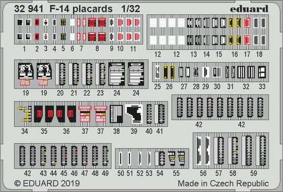 Eduard Accessories 32941 F-14 placards for Tamiya
