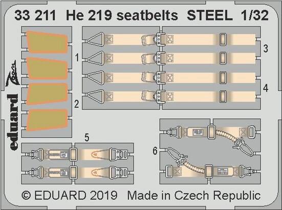 Eduard Accessories 33211 He 219 seatbelts STEEL for Revell