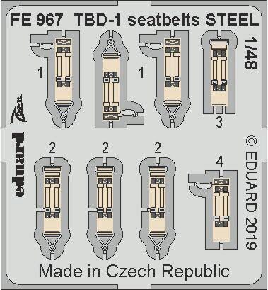Eduard Accessories FE967 TBD-1 seatbelts STEEL f.Great WAll Hobby