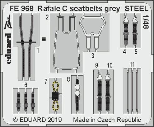 Eduard Accessories FE968 Rafale C seatbelts grey STEEL f.Revell