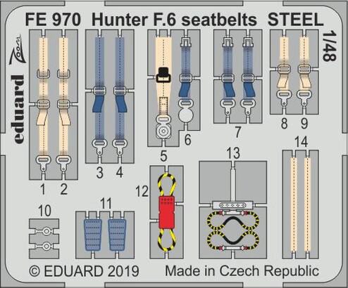 Eduard Accessories FE970 Hunter F.6 seatbelts STEEL for Airfix