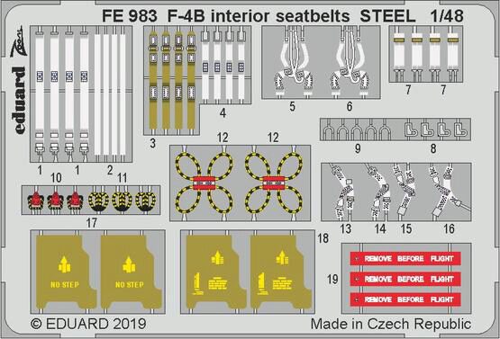 Eduard Accessories FE983 F-4B interior seatbelts STEEL f.Academy