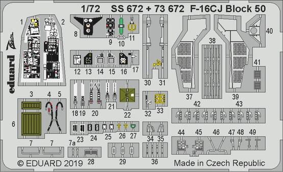 Eduard Accessories 73672 F-16CJ Block 50 for Tamiya