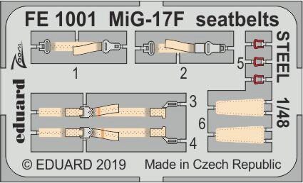 Eduard Accessories FE1001 MiG-17F seatbelts STEEL for Hobby Boss