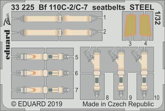 Eduard Accessories 33225 Bf 110C-2/C-7 seatbelts STEEL for Revell