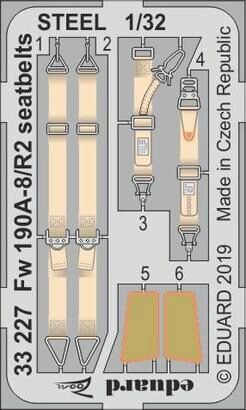 Eduard Accessories 33227 Fw 190A-8/R2 seatbelts STEEL for Revell