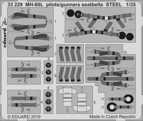 Eduard Accessories 33229 MH-60L pilots/gunners seatbelts STEEL for Kitty Hawk