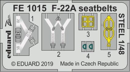 Eduard Accessories FE1015 F-22A seatbelts STEEL for Hasegawa