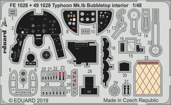 Eduard Accessories FE1028 Typhoon Mk.Ib Bubbletop for Hasegawa/Italeri