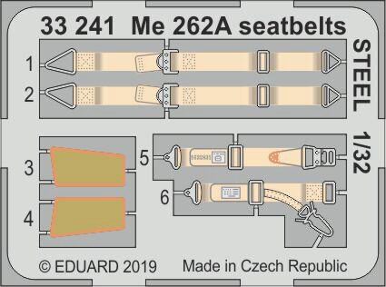 Eduard Accessories 33241 Me 262A seatbelts STEEL f. Revell