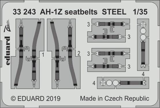 Eduard Accessories 33243 AH-1Z seatbelts STEEL for Academy