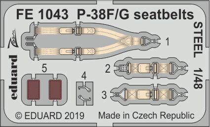 Eduard Accessories FE1043 P-38F/G seatbelts STEEL for Tamiya