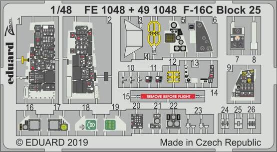 Eduard Accessories FE1048 F-16C Block 25 for Tamiya