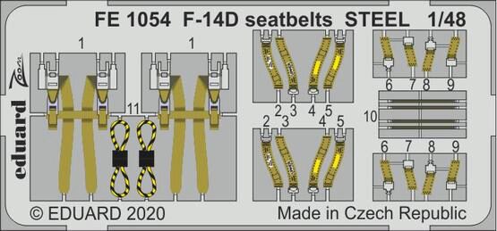 Eduard Accessories FE1054 F-14D seatbelts STEEL for AMK