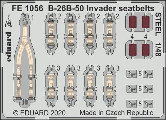Eduard Accessories FE1056 B-26B-50 Invader seatbelts STEEL for ICM