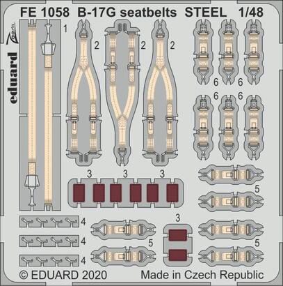 Eduard Accessories FE1058 B-17G seatbelts STEEL for HKM