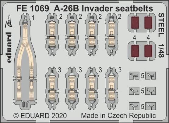 Eduard Accessories FE1069 A-26B Invader seatbelts STEEL for ICM