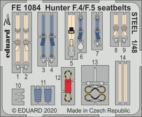 Eduard Accessories FE1084 Hunter F.4/F.5 seatbelts STEEL for Airfix