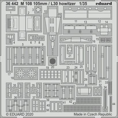 Eduard Accessories 36442 M 108 105mm / L30 howitzer for AFV