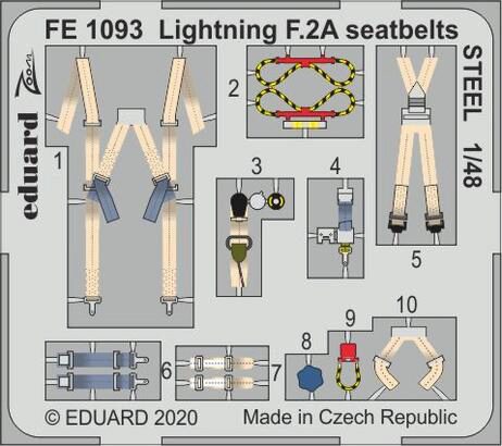 Eduard Accessories FE1093 Lightning F.2A seatbelts STEEL for Airfix