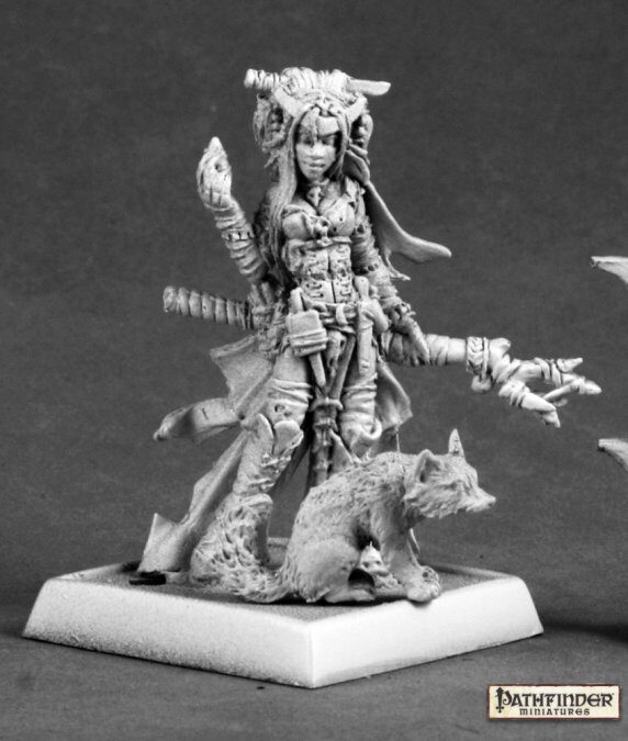 Reaper Miniatures 60048 Feiya, Iconic Witch & Fox Familiar