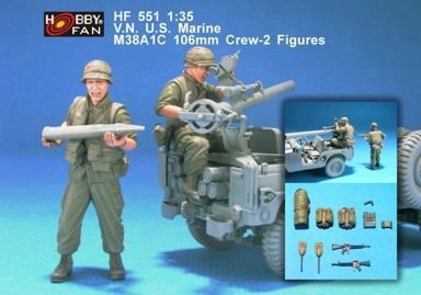 Hobby Fan HF551 V.N. U.S. Marine M38A1C 106mm Crew-2 Fig