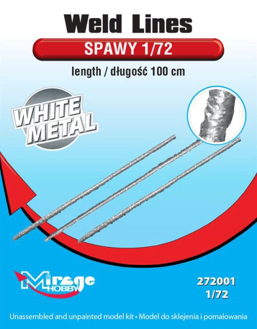 Mirage Hobby 272001 Weld Lines sc.1/72 length:100cm(WhiteMet