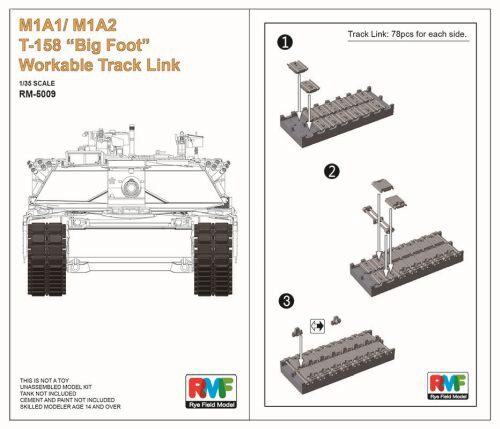 Rye Field Model RM-5009 M1A1/ M1A2 T-158"Big Foot"Workable Track Link