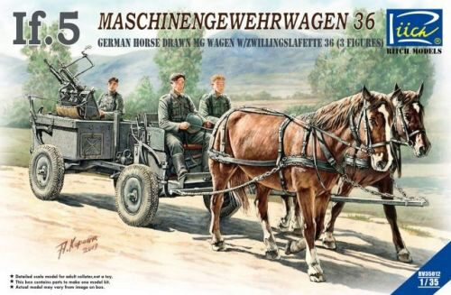 Riich Models RV35012 WWII German IF-5 Horse Drawn MG Wagon with Zwillingslafette
