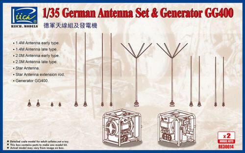 Riich Models RE30014 German Antenna Set & GG400 Generator (Model kits x2)