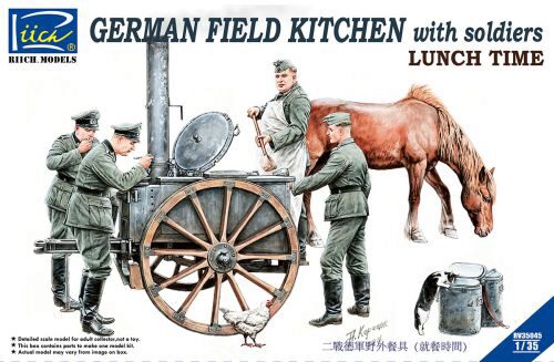 Riich Models RV35045 German Field Kitchen with Soliders(cook &three German soldiers,food containers