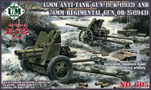 Unimodels UMT605 45mm Antitank gun 19-K (1932) and 76mm Regimental gun OB-25 (1943)
