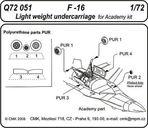 CMK Q72051 F-16 Light weight Undercarriage für Academy Bausatz