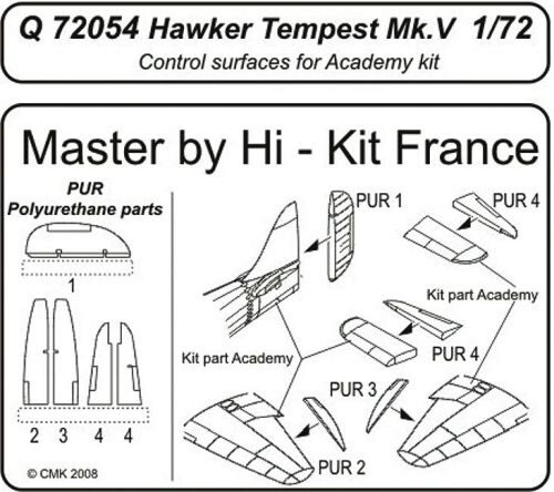 CMK Q72054 Hawker Tempest Mk. V Control Surfaces für Academy Bausatz