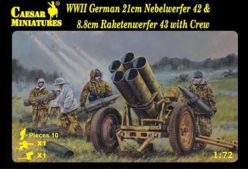 Caesar Miniatures H093 WWII German 21cm Nebelwerfer 42 & 8,8cm Raketenwerfer 43 with Crew