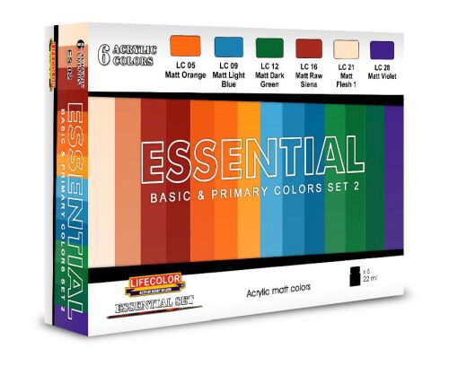 Lifecolor ES02 Essential Basic & Primary Colors Set 2