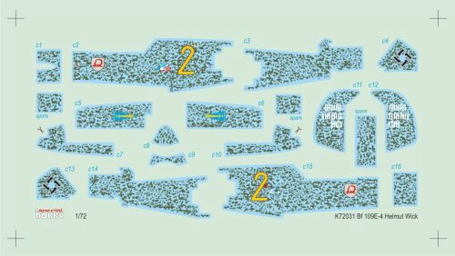 Special Hobby K72031 Bf 109E-4 German Ace H. Wick Decal Motley Camo