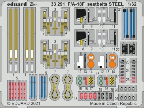 Eduard Accessories 33291 F/A-18F seatbelts STEEL, for REVELL