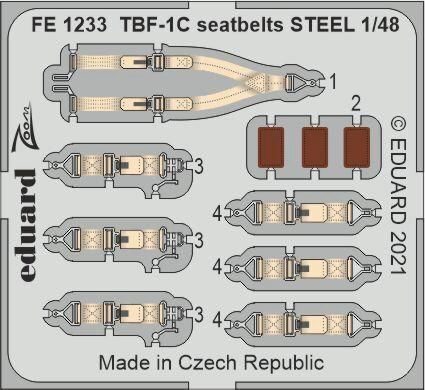 Eduard Accessories FE1233 TBF-1C seatbelts STEEL, for ACADEMY