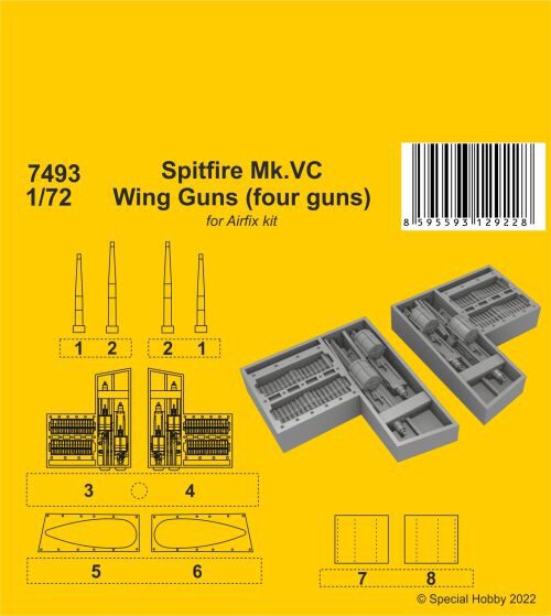 CMK 129-7493 Spitfire Mk.VC Wing Guns (four guns) / for Airfix kit