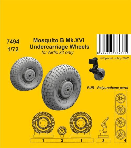CMK 129-7494 Mosquito B Mk.XVI Undercarriage Wheels / Airfix kit only