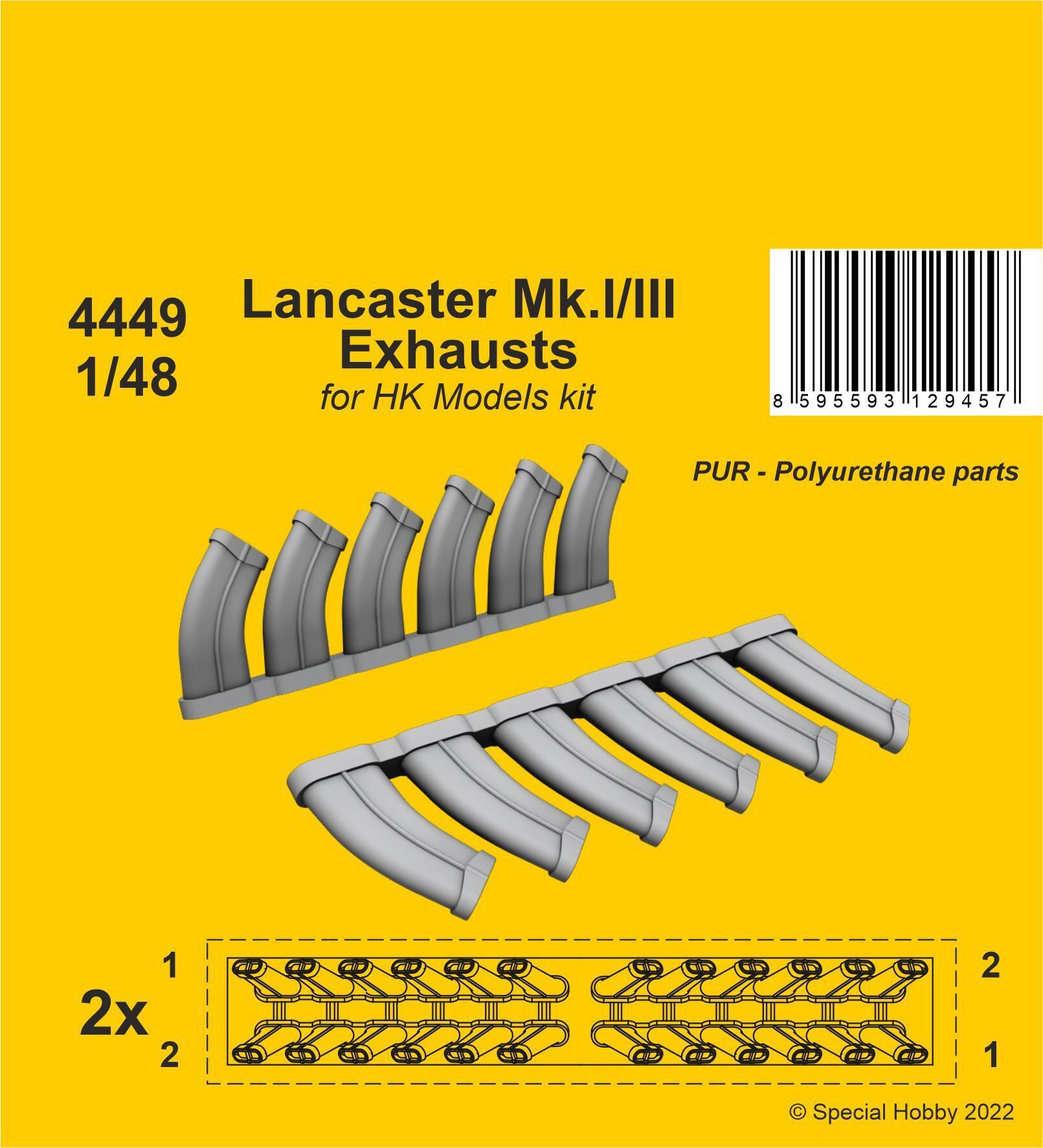 CMK 129-4449 Lancaster Mk.I/III Exhausts 1/48 / for HK Models kit