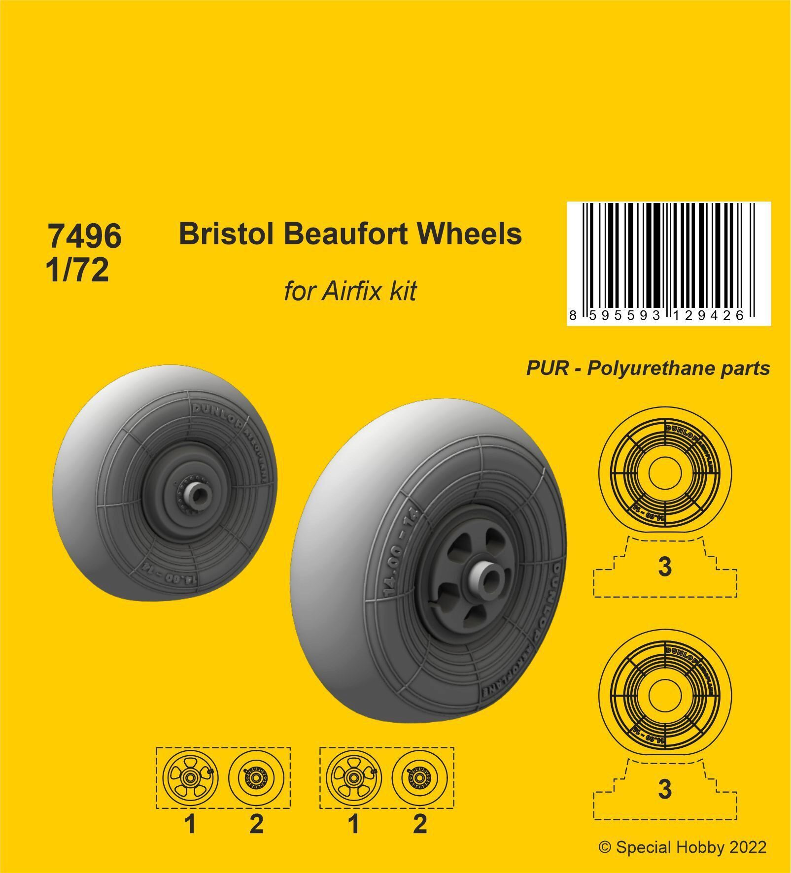 CMK 129-7496 Bristol Beaufort Wheels 1/72 / for Airfix kit