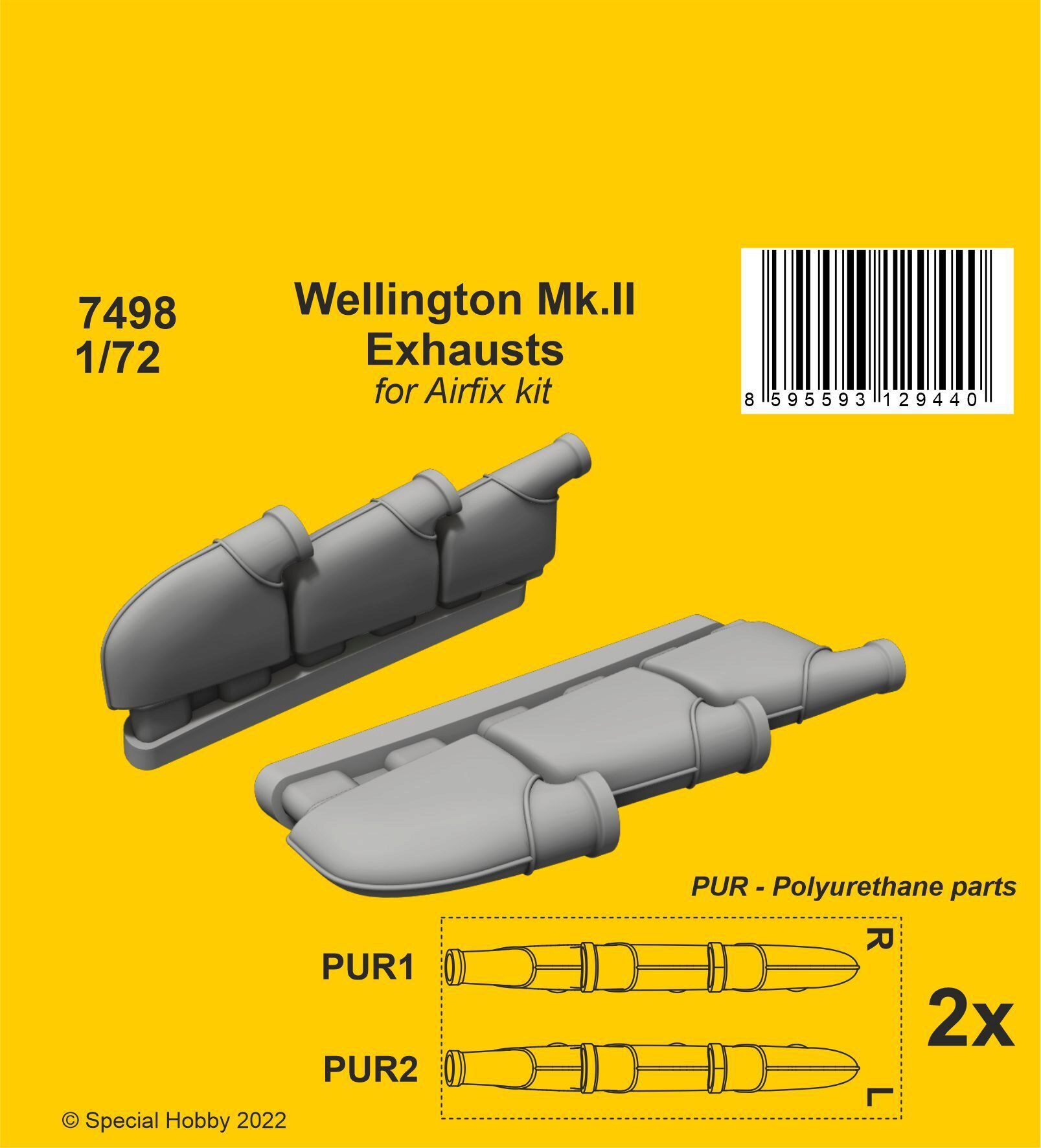 CMK 129-7498 Wellington Mk.II Exhausts 1/72 / for Airfix kit