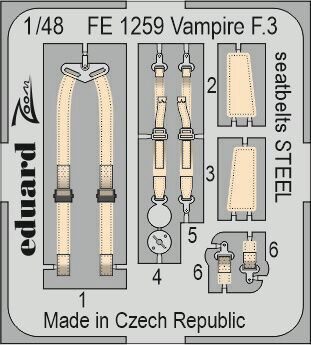 Eduard Accessories FE1259 Vampire F.3 seatbelts STEEL for AIRFIX