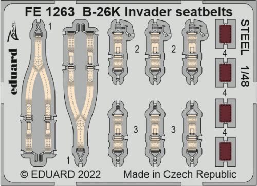 Eduard Accessories FE1263 B-26K Invader seatbelts STEEL for ICM