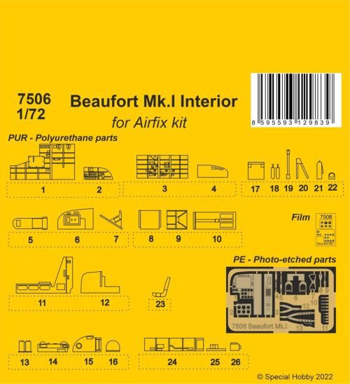 CMK 7506 Beaufort Mk.I Interior for Airfix kit