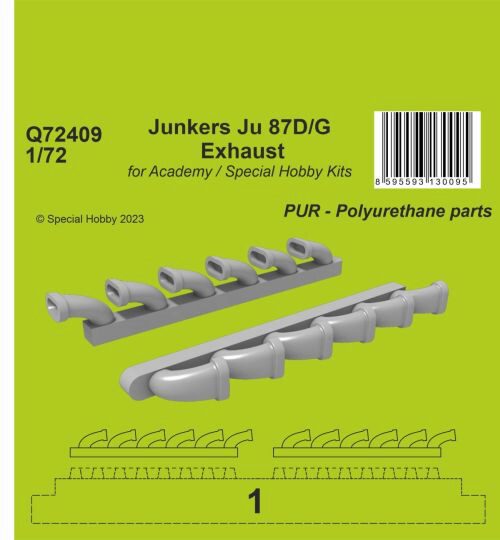 CMK 129-Q72409 Junkers Ju 87D/G Exhaust 1/72 / for Academy and Special Hobby Kits