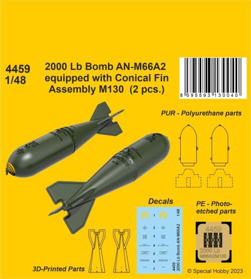 CMK 4459 2000 Lb Bomb AN-M66A2 equipped with Conical Fin Assembly M130 (2 pcs.)